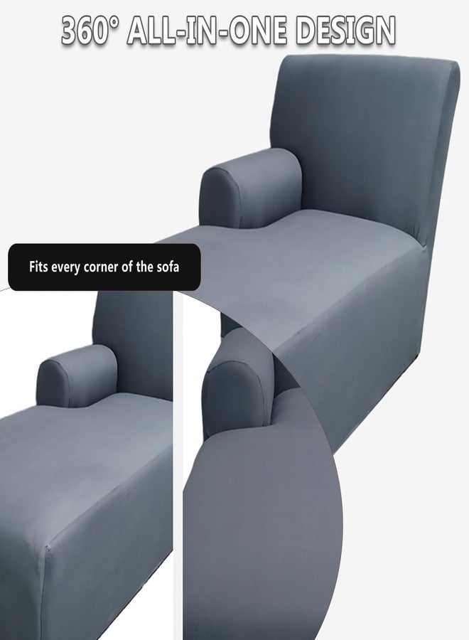 GZYLCH Chaise Lounge with Arm Sofa Slipcover, Chaise Cushion Protector Washable Furniture Protector with Elastic Strap, Left/Right Thick L Shaped Couch Cover for Living Room,3,Left - Image 3